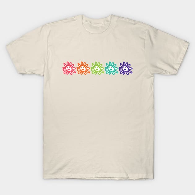 Five Smiley Face Daisy Flowers Graphic T-Shirt by ellenhenryart